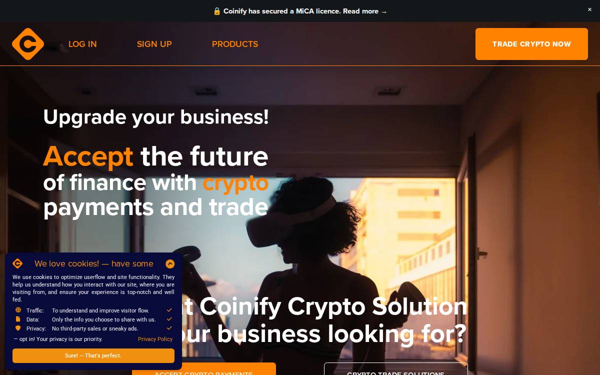 Coinify website preview