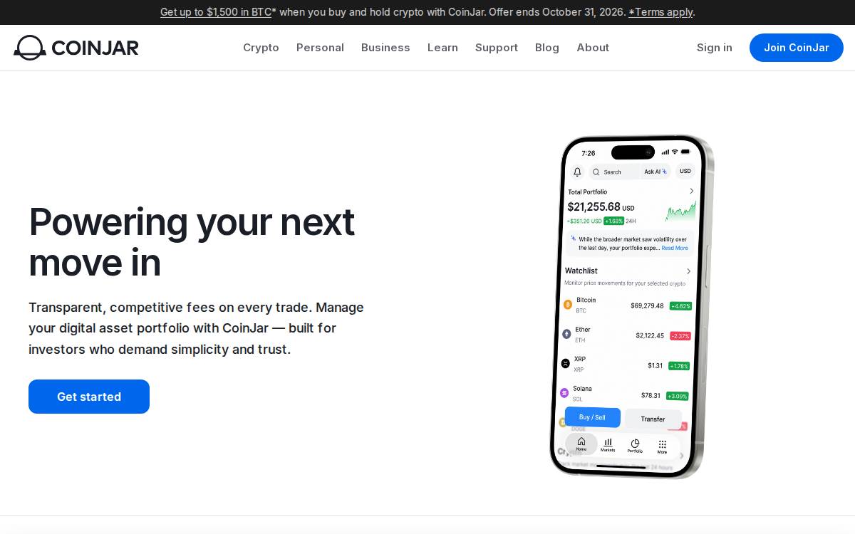 CoinJar website preview