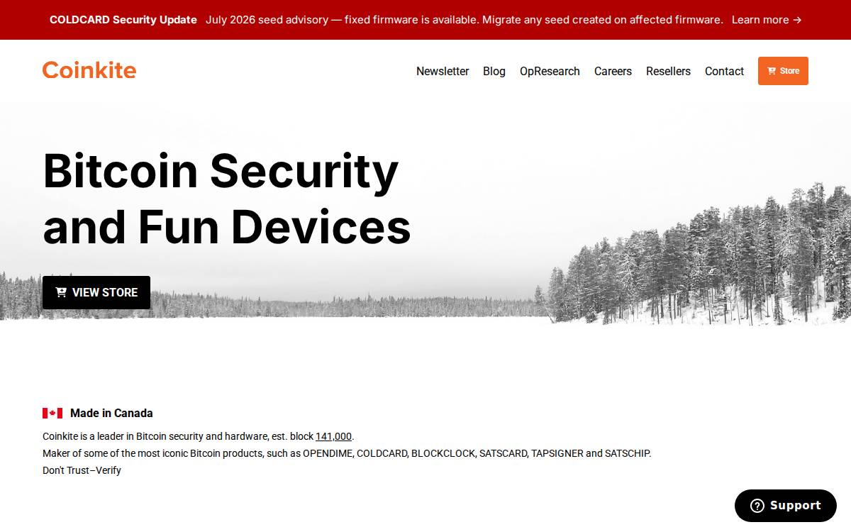 Coinkite website preview