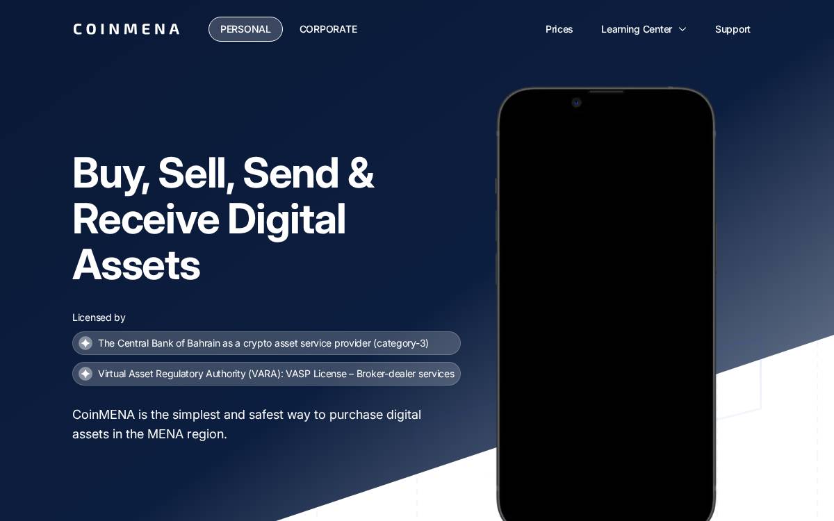 CoinMENA website preview