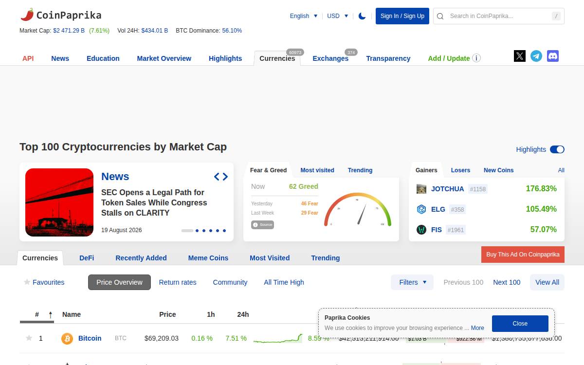 Coinpaprika website preview