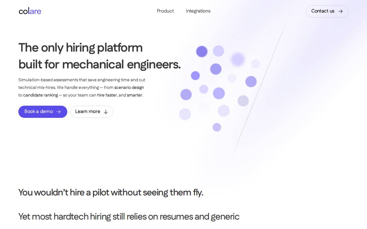 Colare website preview
