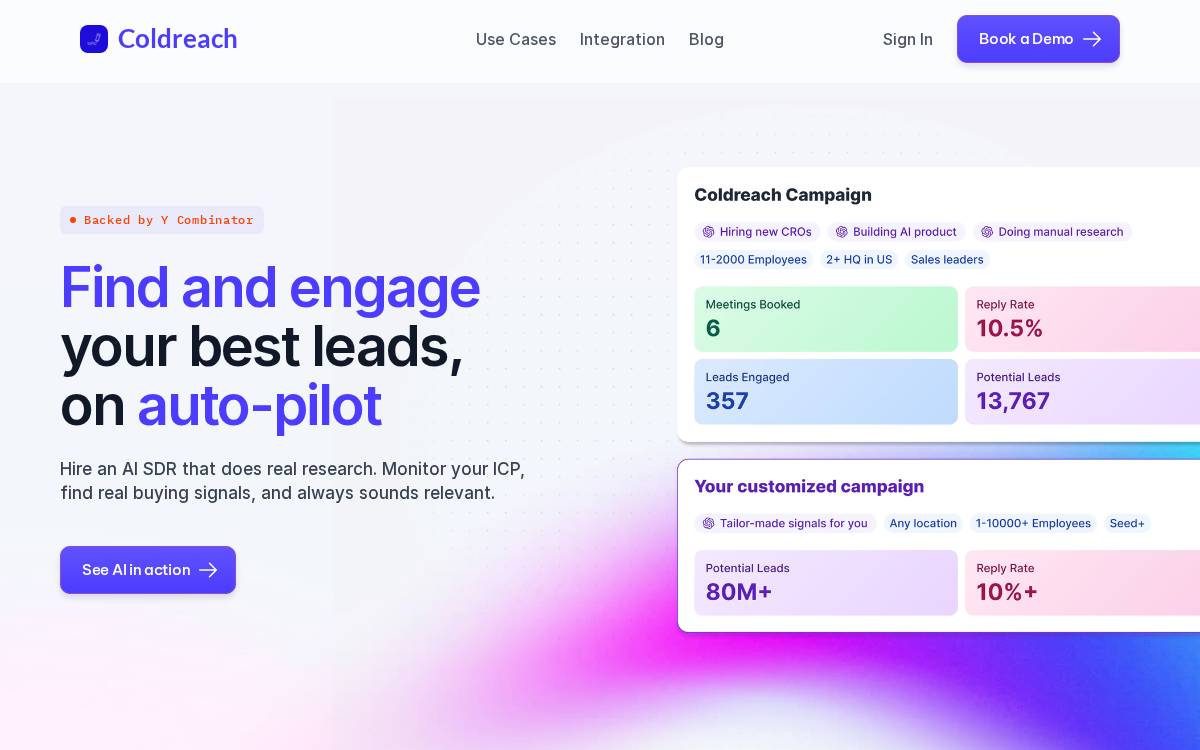 Coldreach website preview