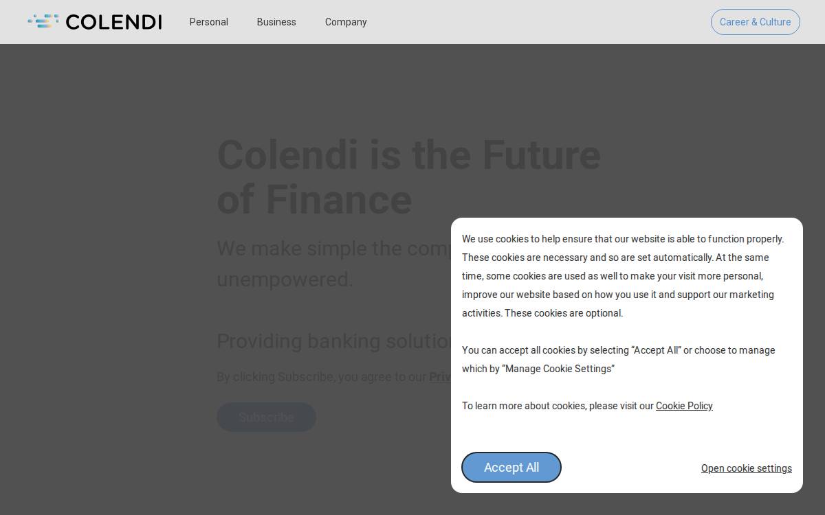 Colendi website preview