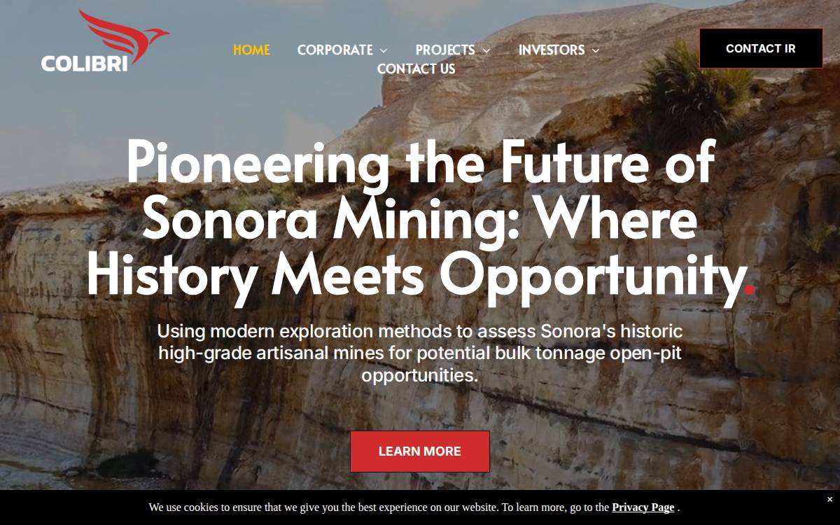 Colibri Resource Corp website preview