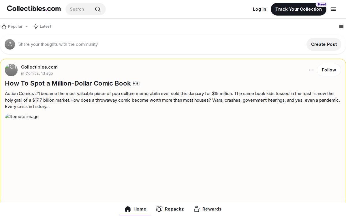 Collectibles website preview