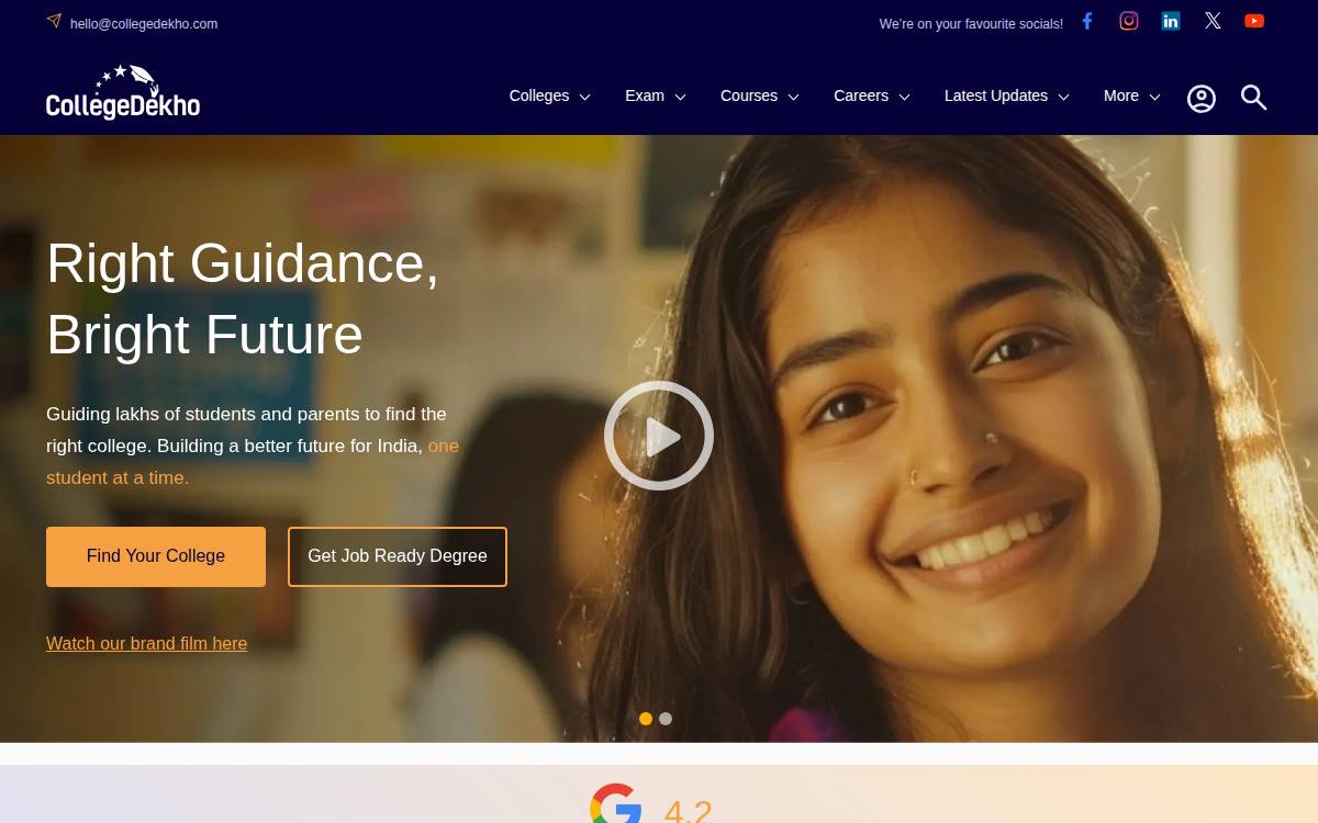 College Dekho website preview