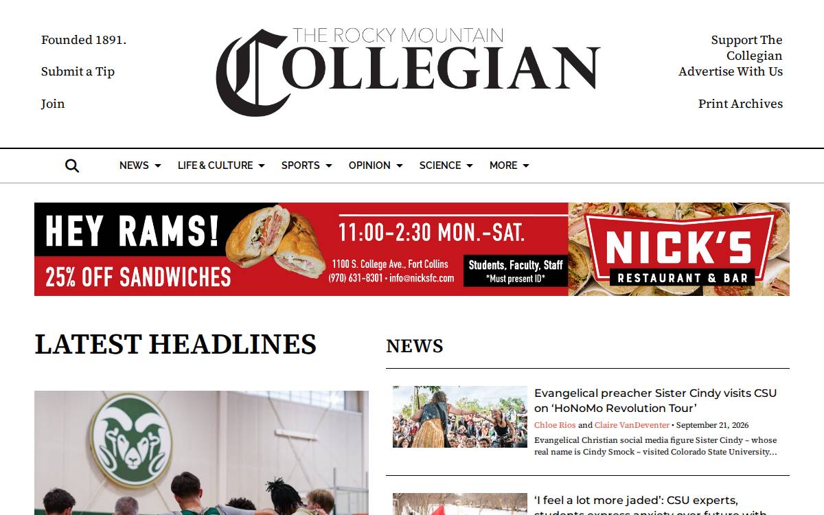 Collegian website preview