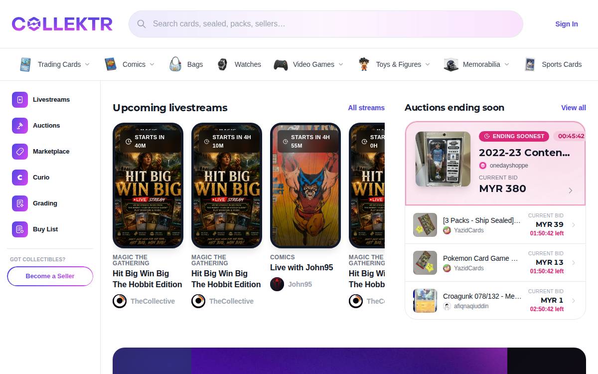 Collektr website preview