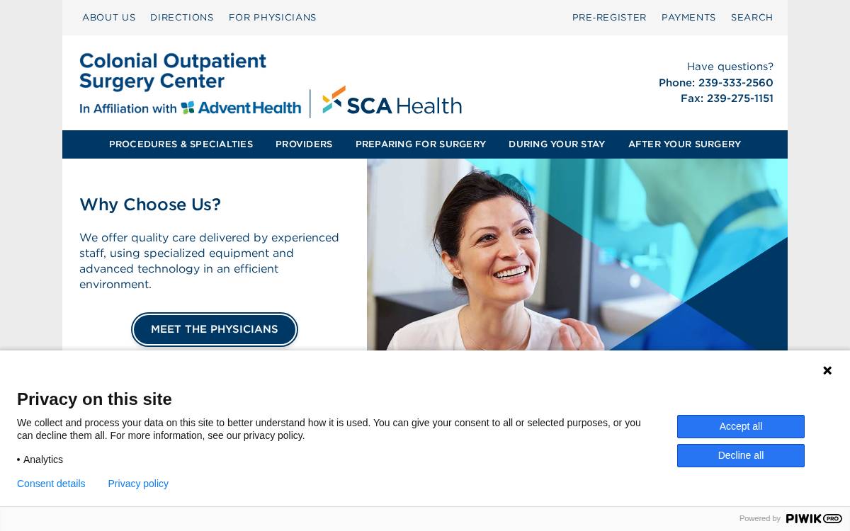 Colonial Outpatient Surgery Center website preview