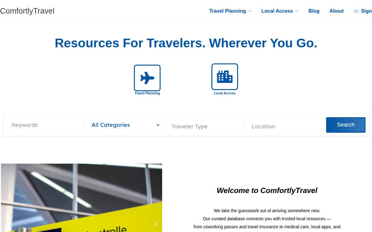 ComfortlyTravel website preview