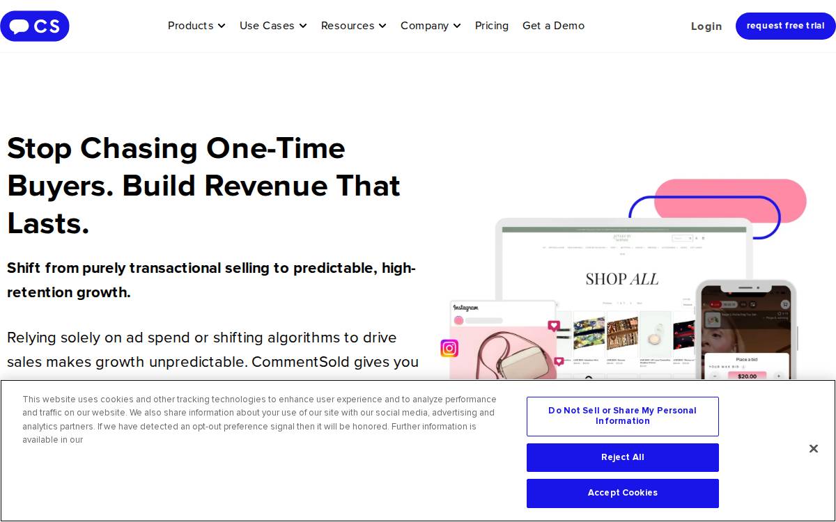 Commentsold website preview