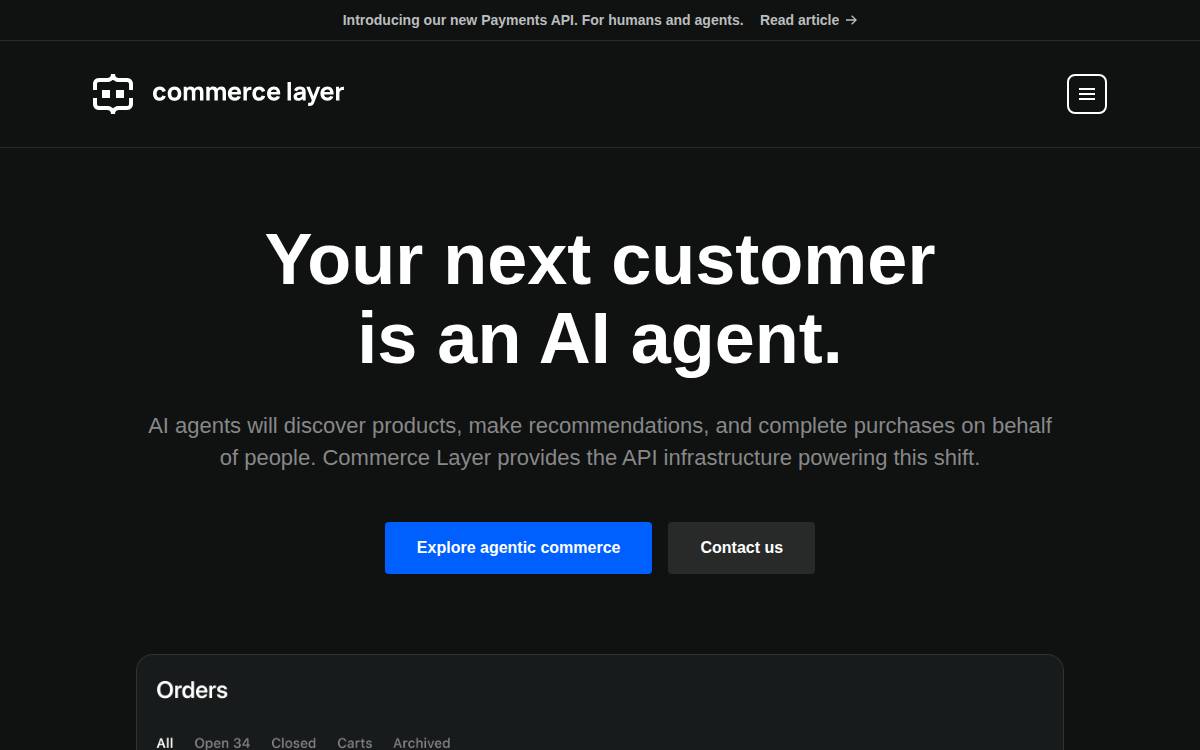 Commerce Layer website preview