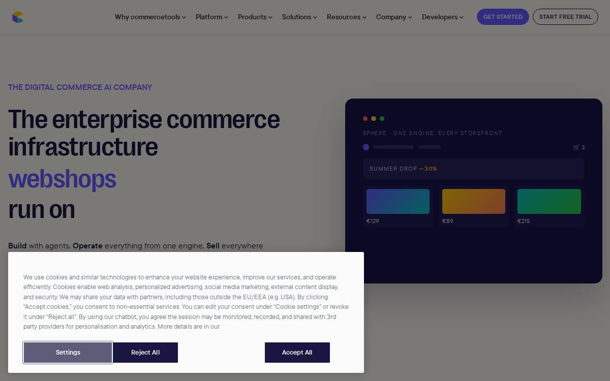 Commercetools website preview