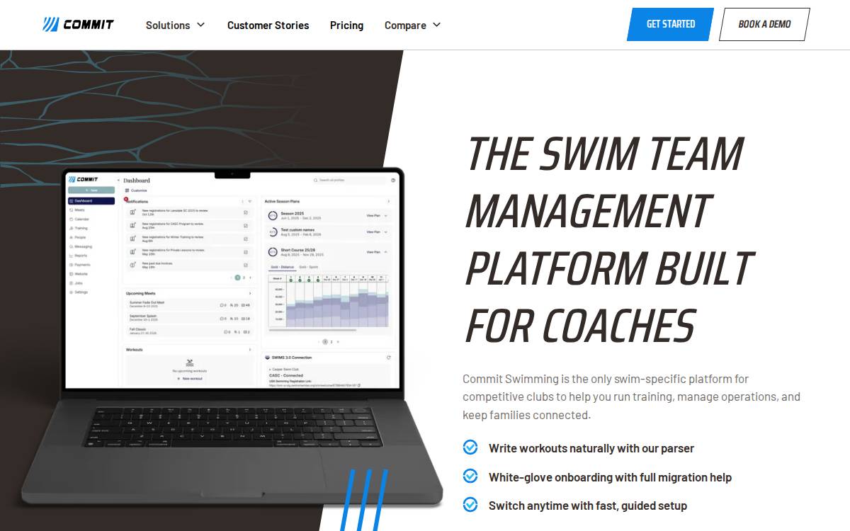 Commit Swimming website preview