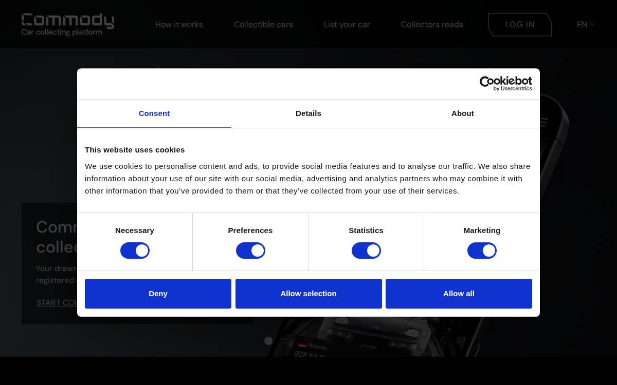 Commody website preview