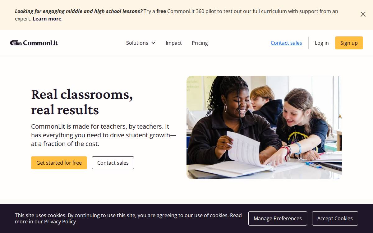 CommonLit website preview