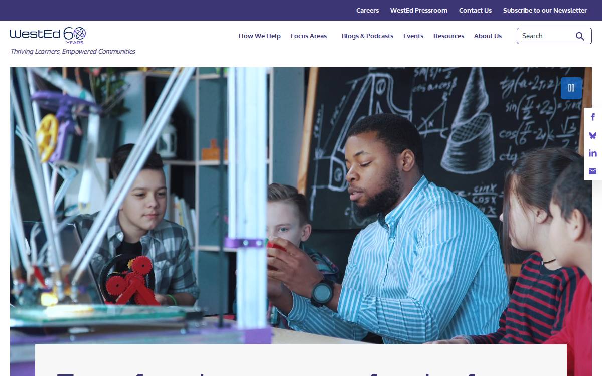 Community Center for Education Results (CCER) & WestEd website preview