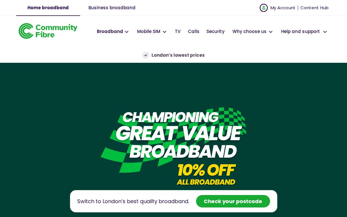 Community Fibre website preview