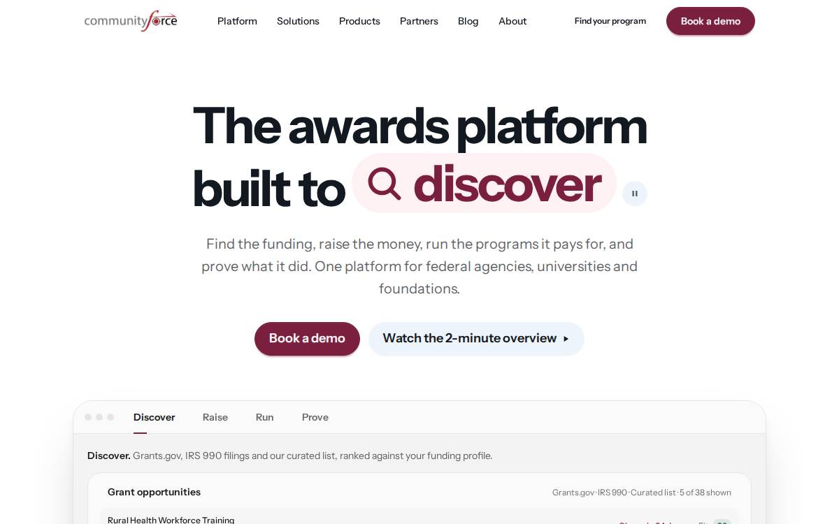 CommunityForce website preview