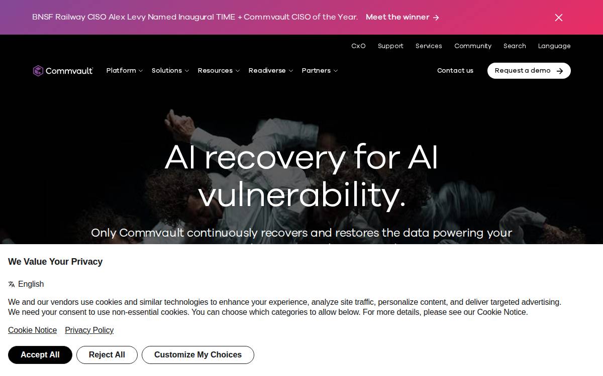 CommVault website preview