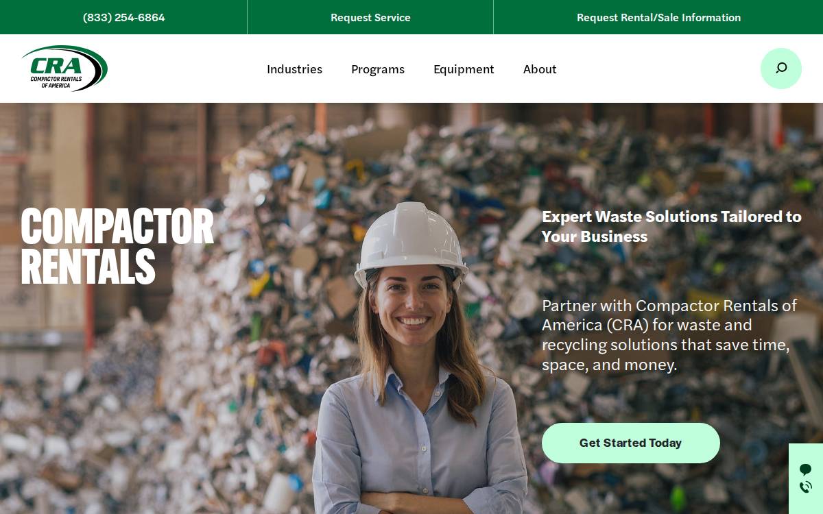 Compactor Rentals of America website preview