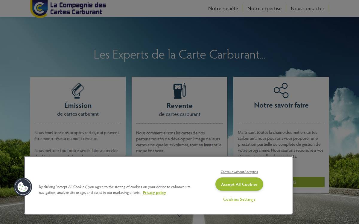 Compagniedescartescarburant website preview