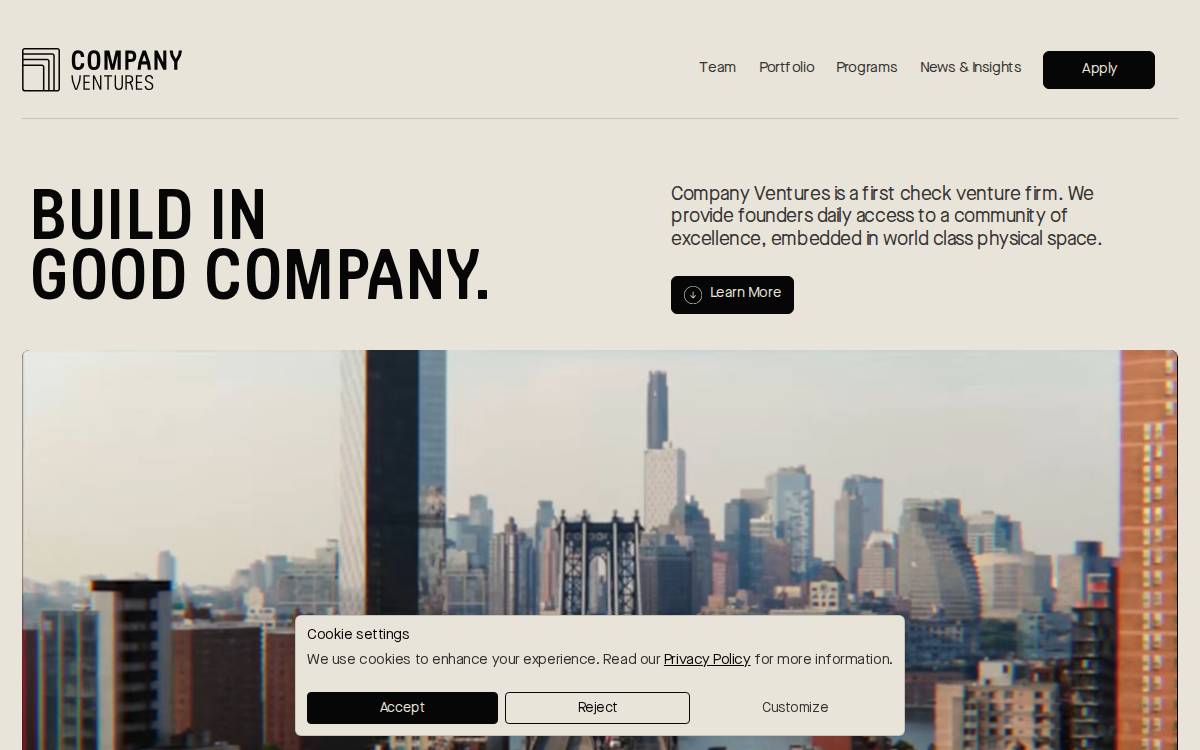 Companyventures website preview