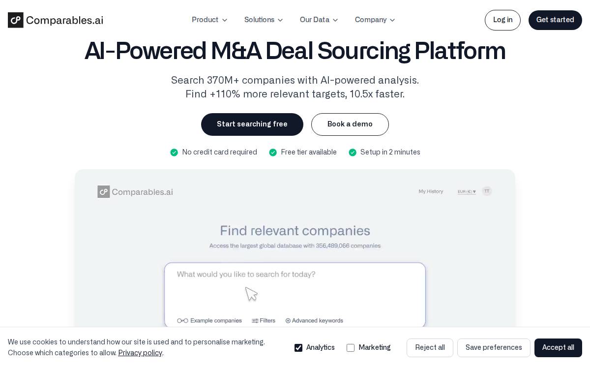 Comparables website preview
