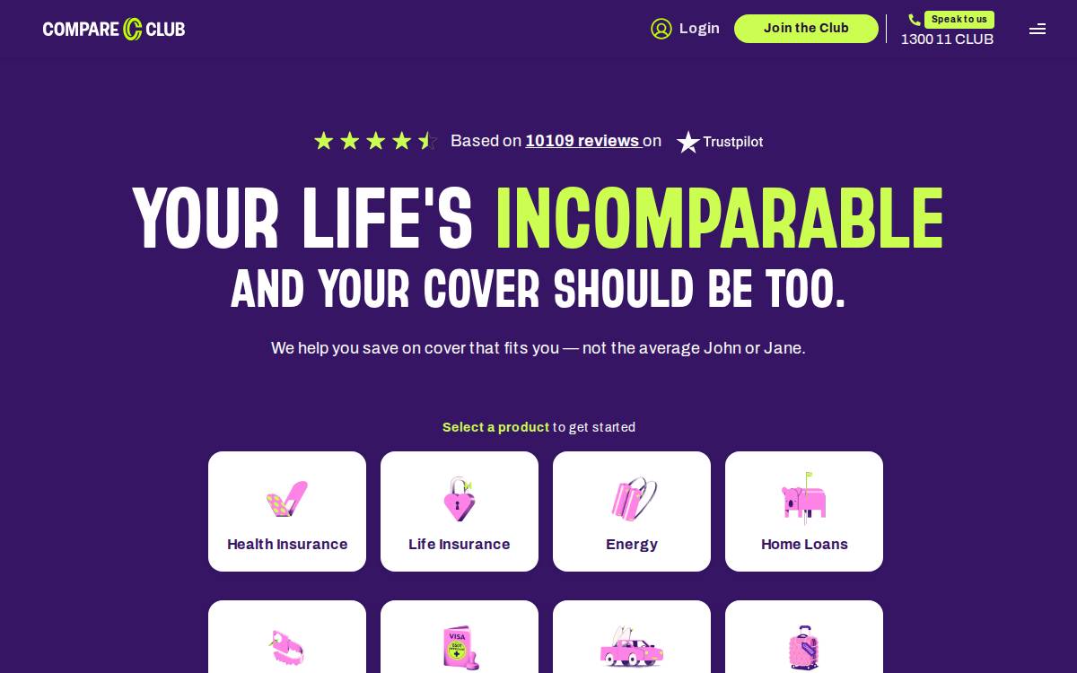 compare club website preview