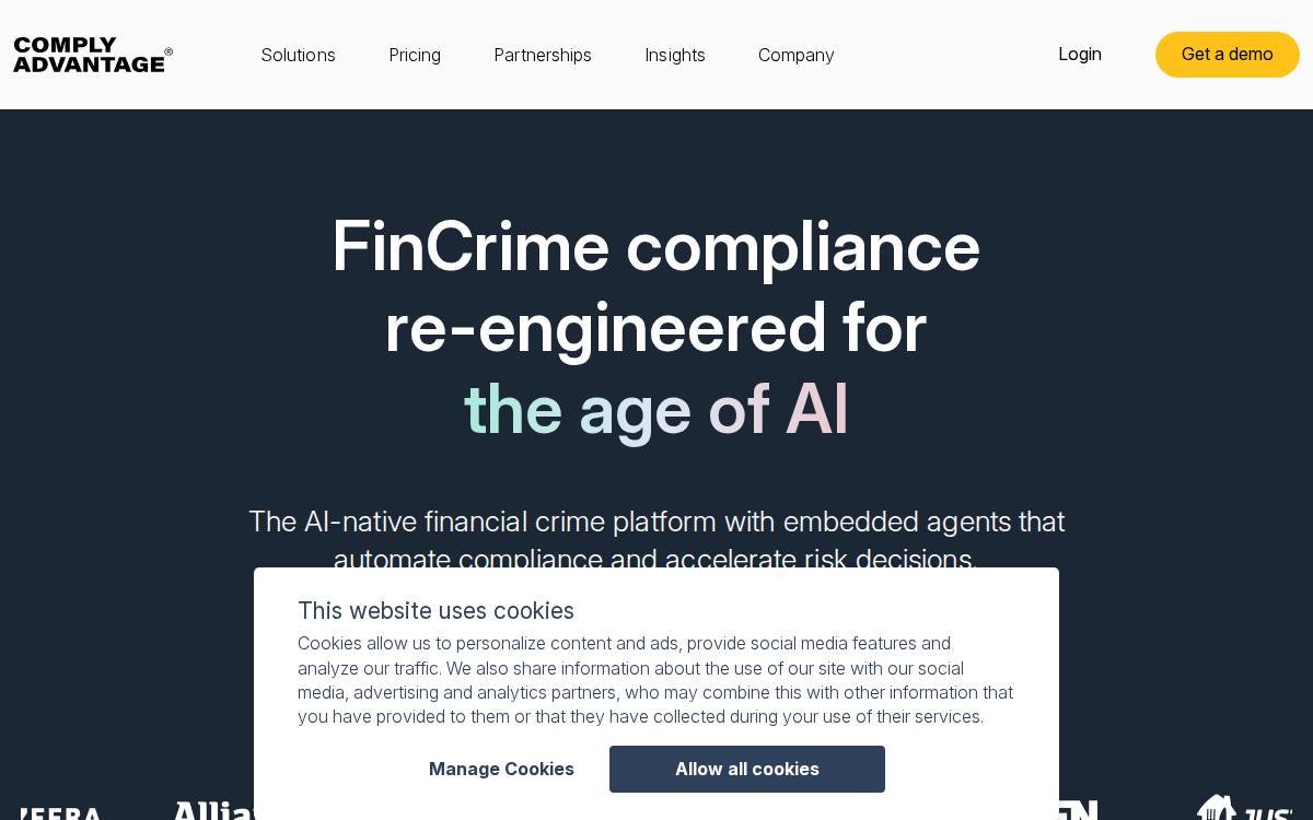 Comply Advantage website preview