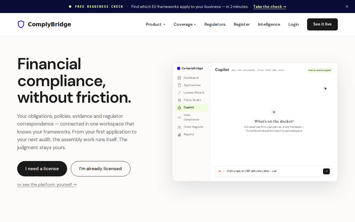 ComplyBridge, Inc. website preview