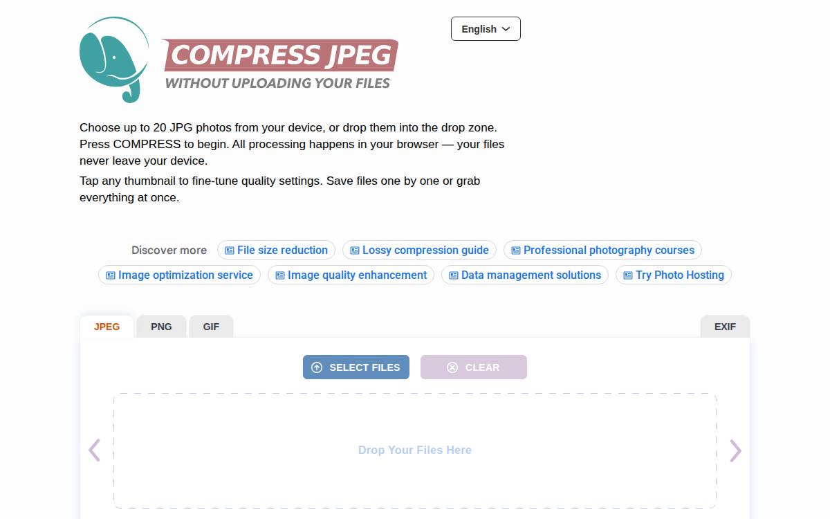 Compress JPEG website preview