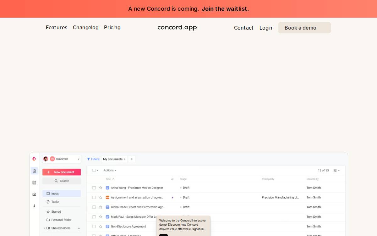 Concord website preview