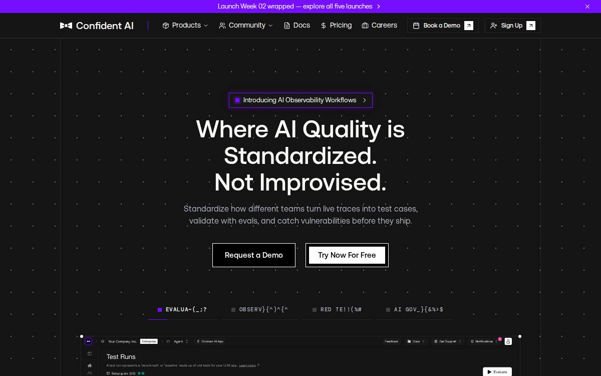 Confident AI website preview