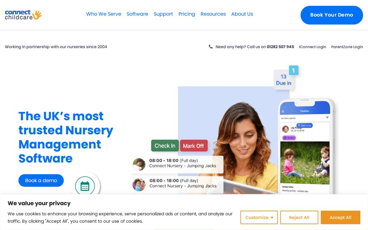 Connect Childcare website preview