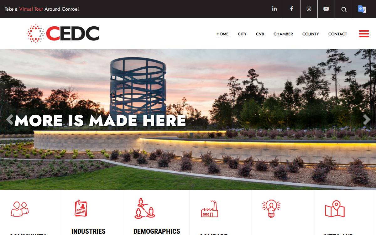 Conroe Economic Development Council website preview