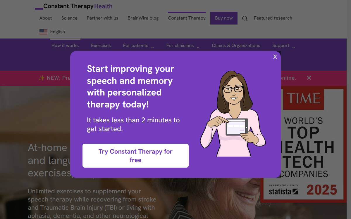Constanttherapy website preview