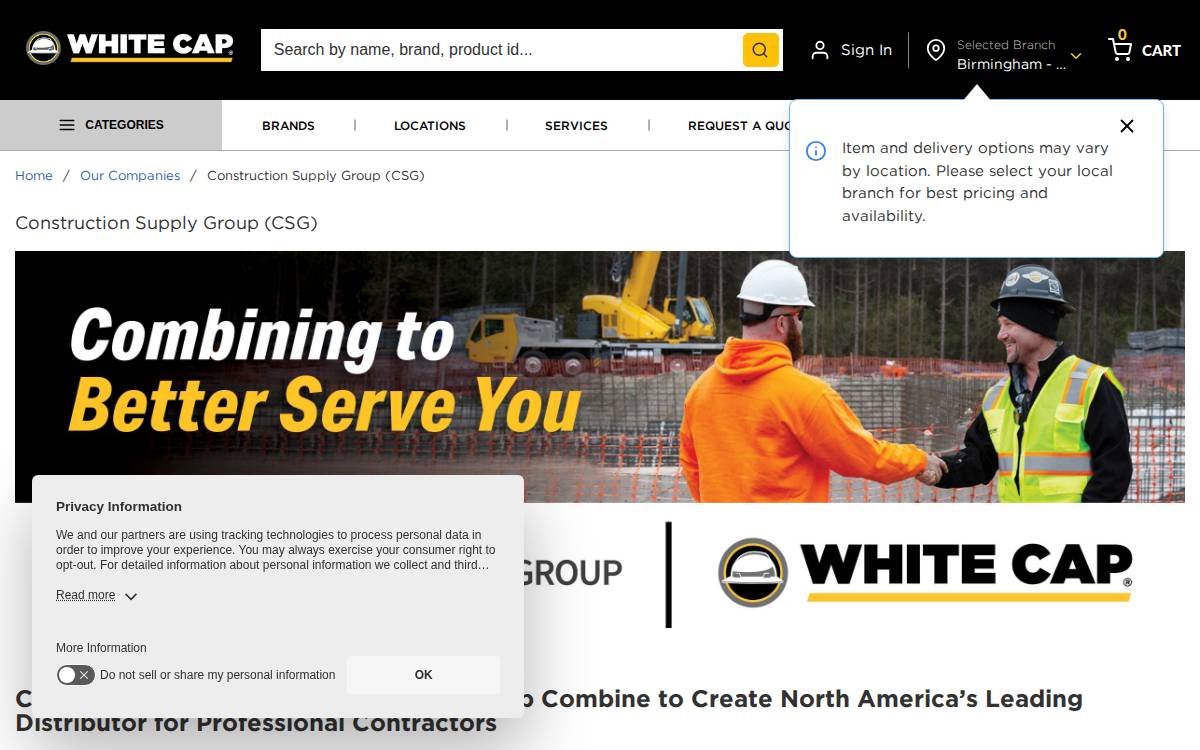 Construction Supply Group website preview
