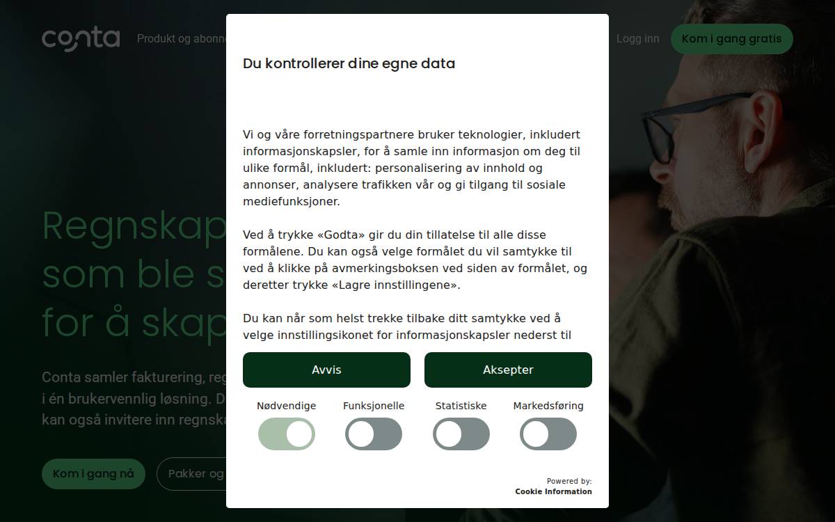Conta website preview