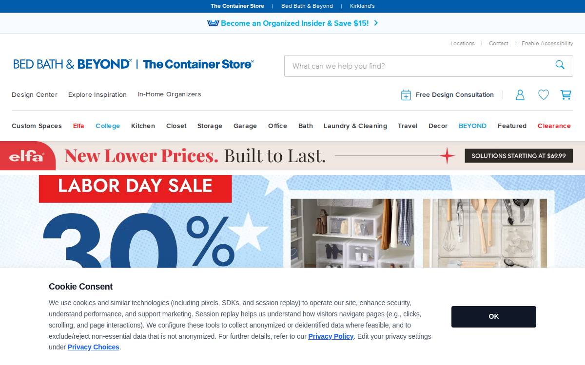 Containerstore website preview