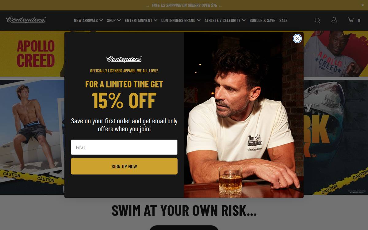 Contenders Clothing website preview