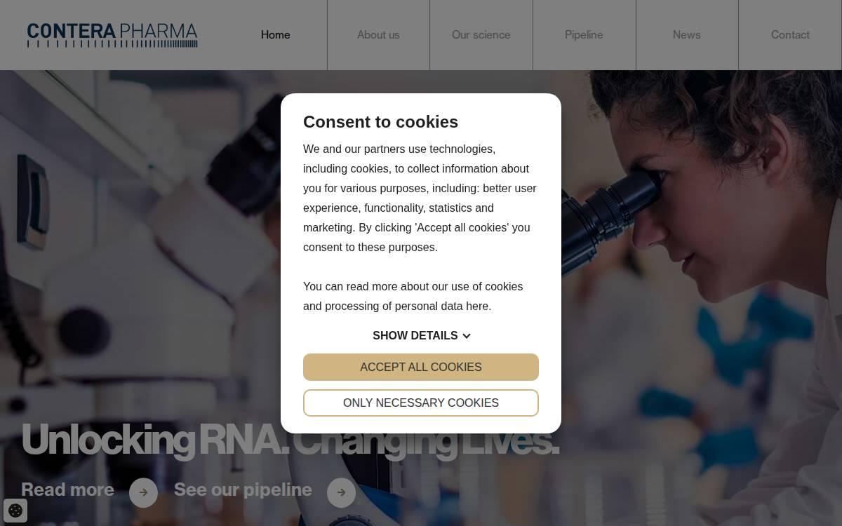 Contera Pharma website preview