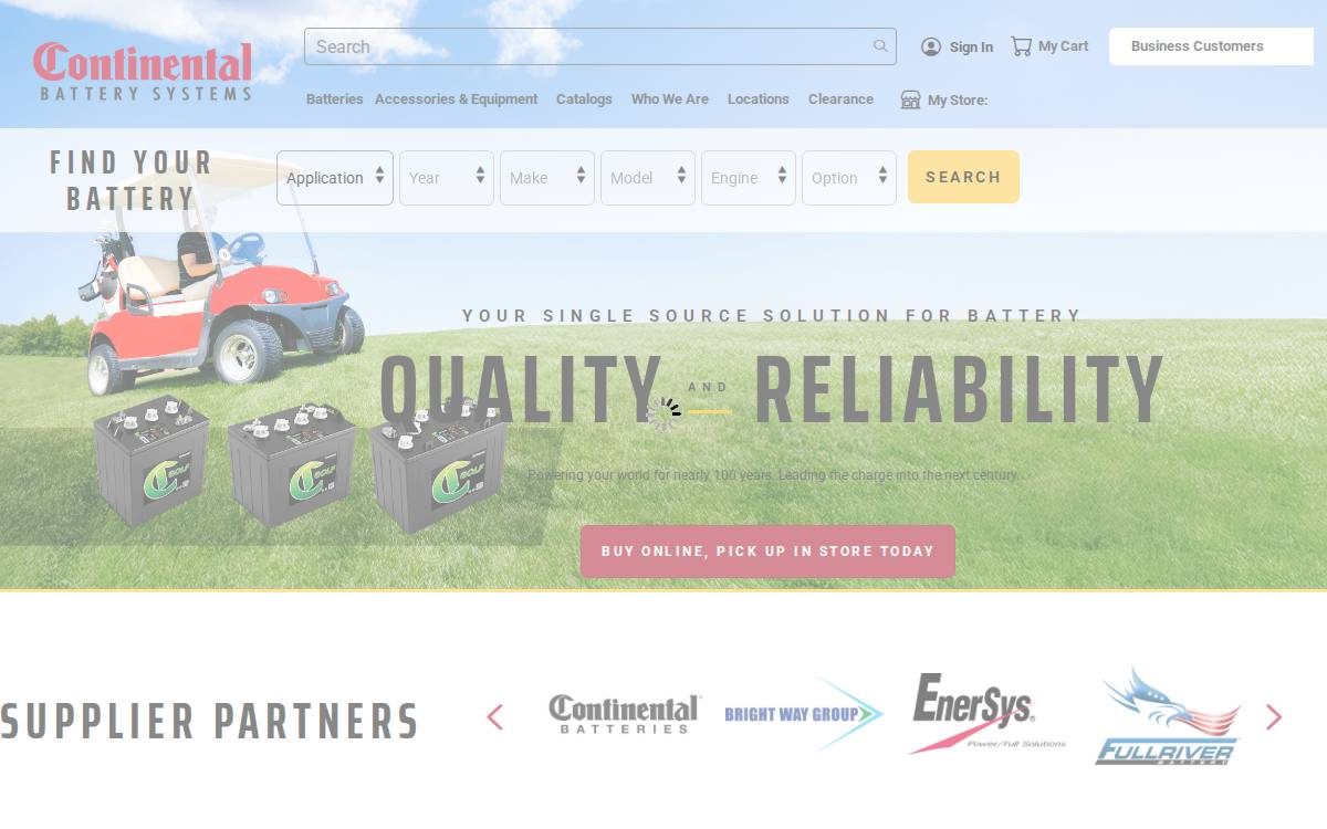Continental Batteries website preview