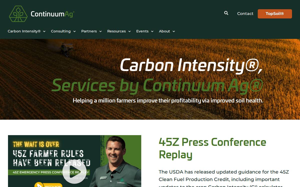 Continuum Ag website preview