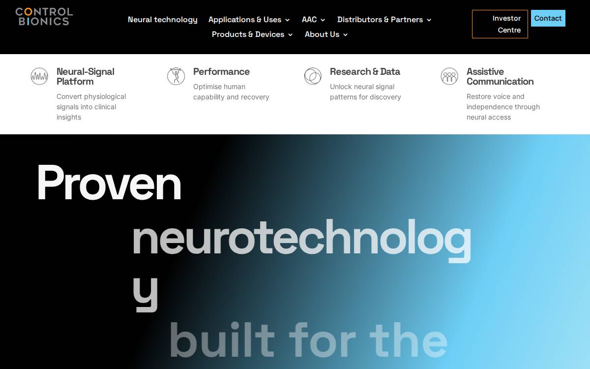 Controlbionics website preview