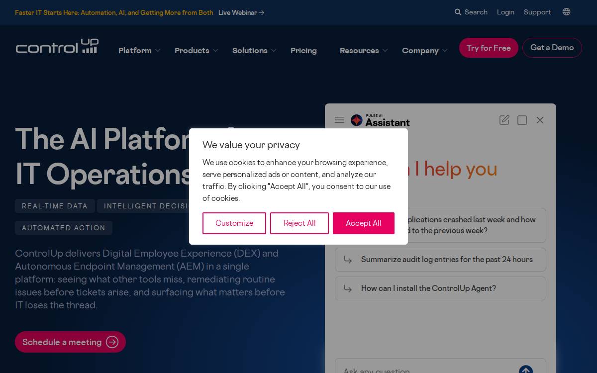 ControlUp website preview