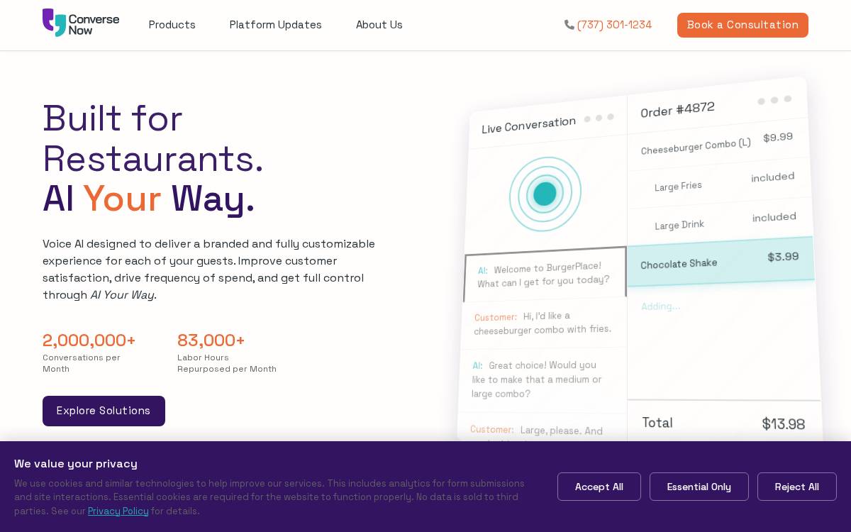 ConverseNow website preview