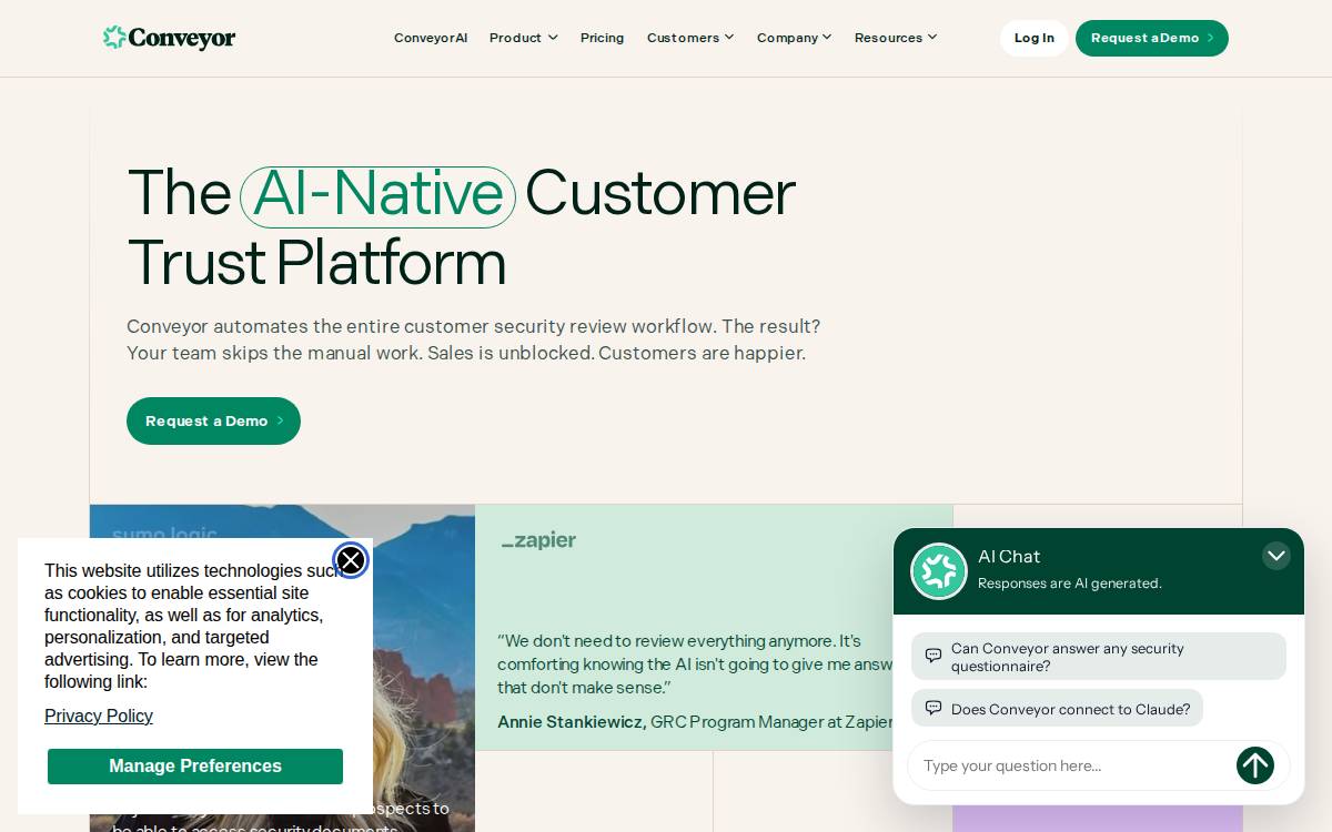 Conveyor website preview
