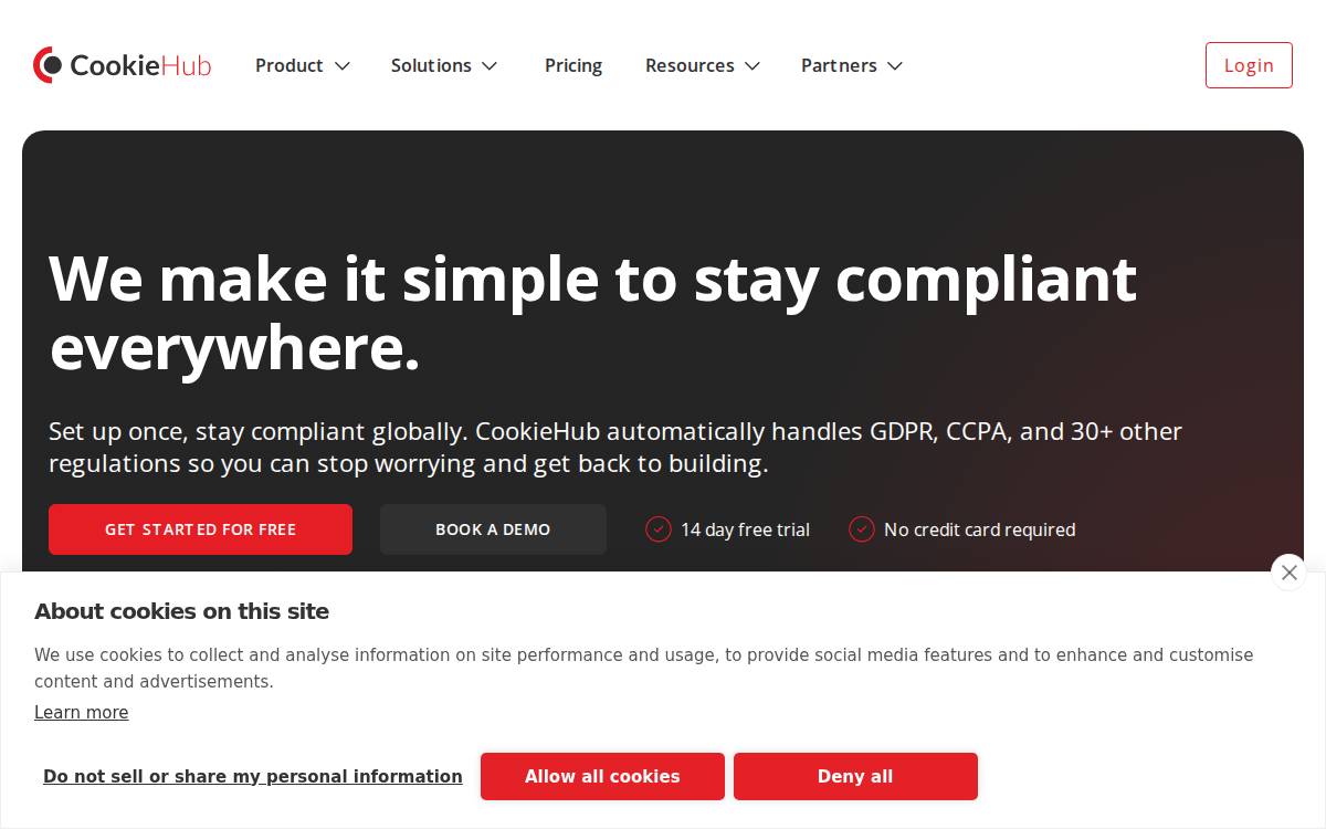 Cookiehub website preview